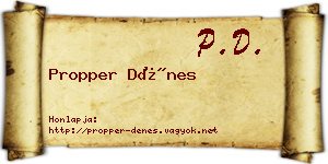 Propper Dénes névjegykártya
